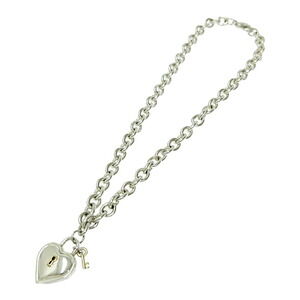 TIFFANY Co Silver Gold Heart Lock Key Necklace
